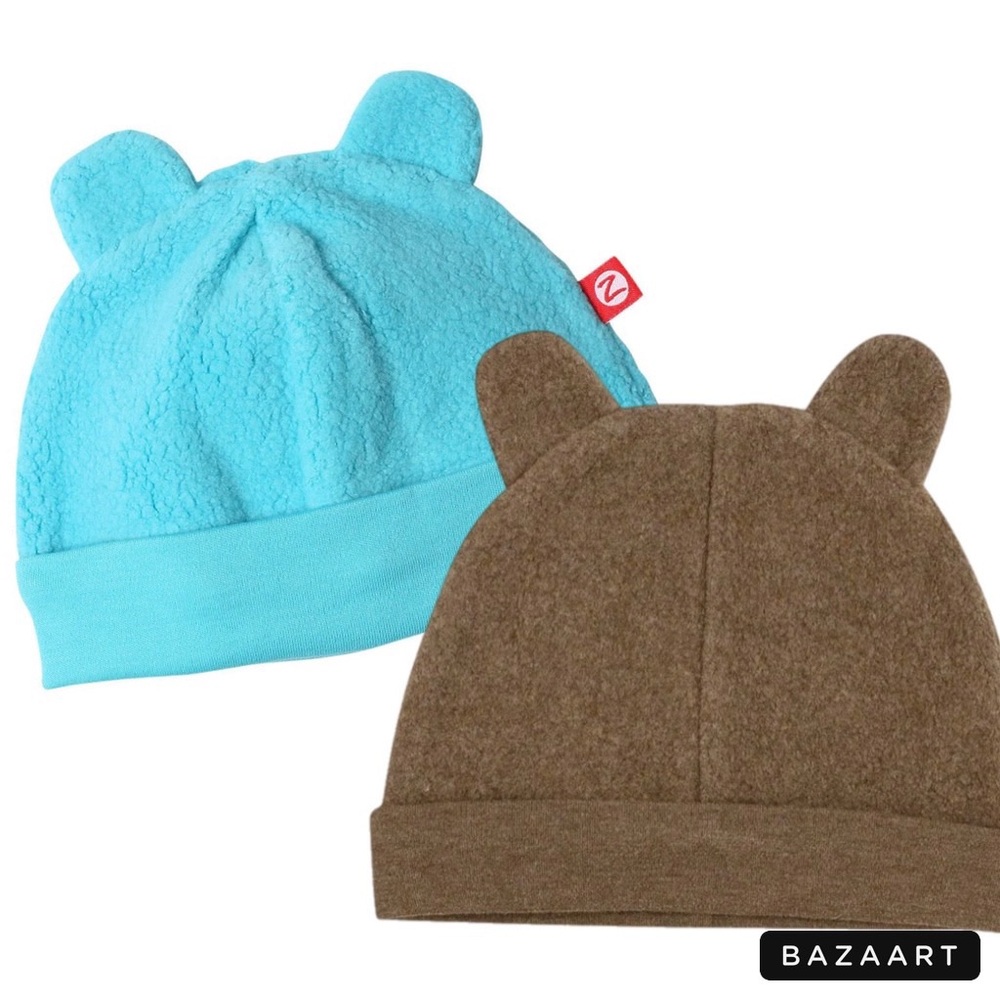 Zutano - Cozie Fleece Hat - brown and turquoise